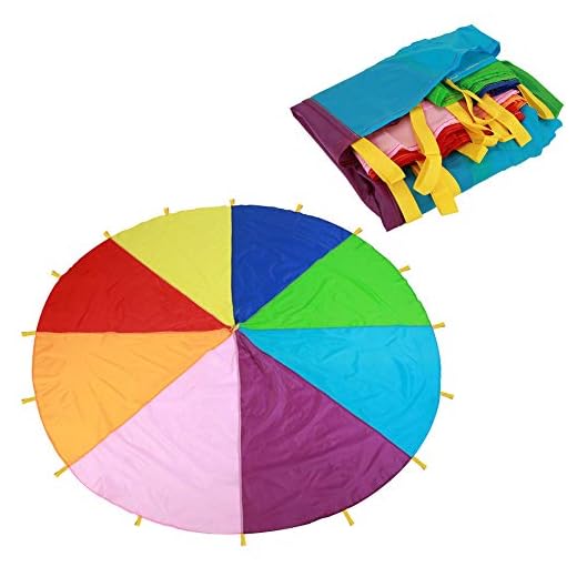 Zerodis- Paracaidas Infantil Juego de paracaídas para niños, Paracaidas Colorido Arco Iris Paracaídas Juego al Aire Libre Juguetes Actividades (3m)