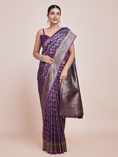 Image of Monjolika Fashion Women's Banarasi Pure Kanjivaram Style Satin Silk Saree With Blouse Piece for Wedding