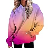 Skipulli Damen Langarm Damen Fashion Solid Kapuzen Kordelzug mit Tasche Sweatshirt Hoodie Norwegerpullover Damen (XXL)
