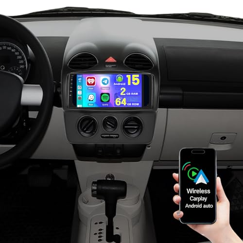 [2+64G] Hikity Android 15 �J�[�X�e���I �t�H���N�X���[�Q�� �t�H���N�X���[�Q�� VW Beetle 2004 2005 2006 2007 2008 2009 2010�p ���C�����X CarPlay Android Auto 9�C