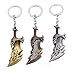 MayDee 3 STÜCKE God of War Schlüsselanhänger Kratos Waffe Blades of Chaos Anhänger Schlüsselanhänger Axt Schwert Schlüsselanhänger Schlüsselanhänger Chaveiro Schmuck Herren