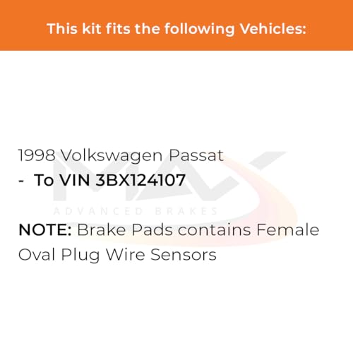 Image of Max Advanced Brakes Front Brake Kit Compatible With 1998 VW Passat To VIN 3BX124107 Replacement Geomet Coated OE Disc Brake Rotors and Ceramic Brake Pads