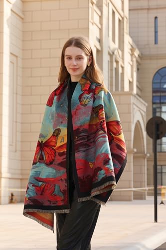 Wander Agio Winter Pashmina Shawls and Wraps Blanket Fashion Shawl Decoration Scarves for Women Handmade Embroider Paisley Scarf2