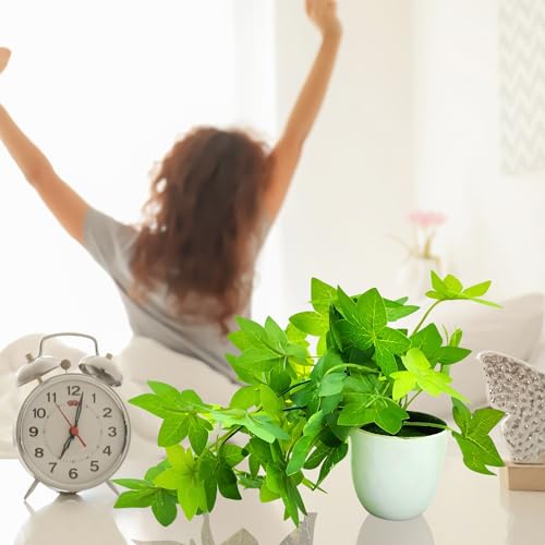 fancymart Plastic Artificial Plant Maple Leaves Falling in Pot, Home and Office Decor Item for Desk & Wall Shelves, Green