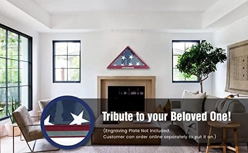 DisplayGifts Elegant Solid Wood Flag Display Case Holder Stand only for Funeral Veteran Interment American Banner Flag Folded 5 x 9.5 Flag, Cherry Finish