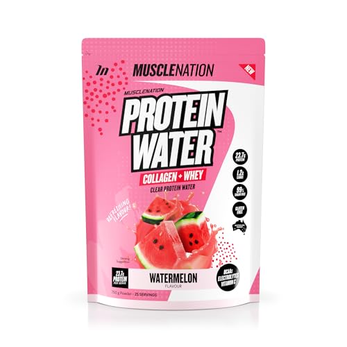 Muscle Nation - Watermelon Protein Water, with a protein blend of Collagen and Whey Protein Isolate, plus Electrolytes, a Refreshing Way to Support Muscle Recovery and Hydration 25 Serves (750g)