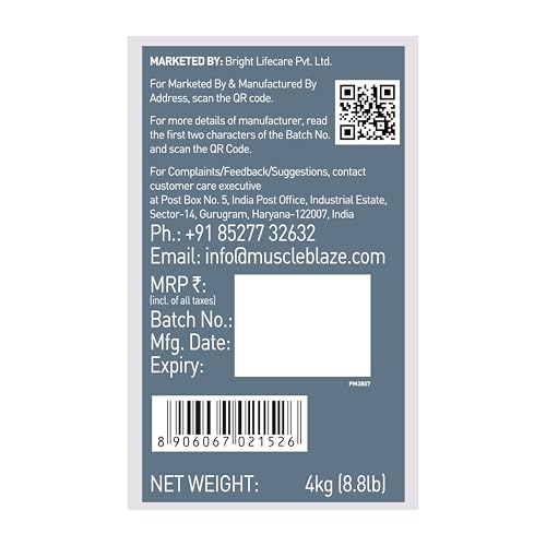 Image of MuscleBlaze 100% Clean Raw Whey Protein Concentrate (Unflavoured, 4kg) | 24g Protein per Scoop | Easy to Digest