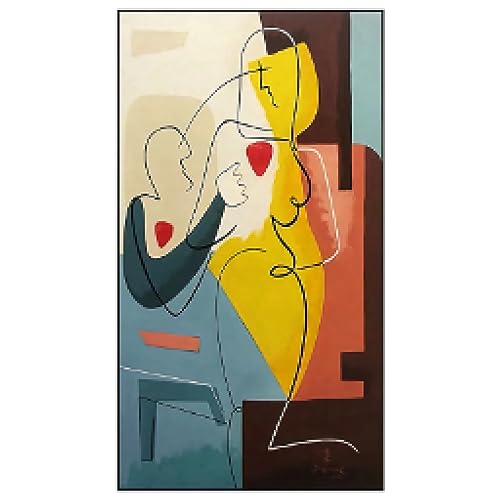Impression sur toile de personnage abstrait moderne LSYALUCK 80x160 cm sans cadre