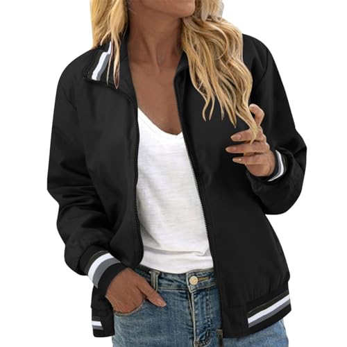 Chaqueta bomber clásica para mujer, diseño floral, chaqueta de verano con cremallera, otoño, primavera, chaqueta de verano, chaqueta corta, chaqueta universitaria, chaqueta ligera de piloto, chaqueta