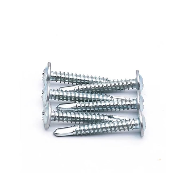 TSIOHKBS 50pcs M4.2 Dovetail Screw Zinc Plated Drilling Screws Large Flat Head Self Drilling Screws Cross Drill Tail Screws (38mm)