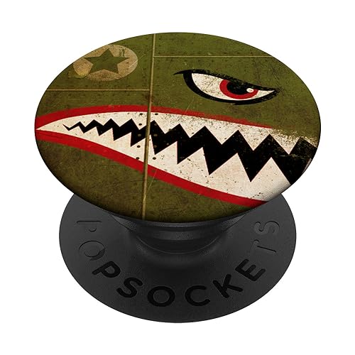 WWII P-40 Fighter Plane Shark Mouth Warbird Nose Art PopSockets PopGrip: Swappable Grip for Phones & Tablets PopSockets Adhesive PopGrip