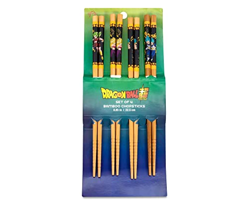 Dragon Ball Super Wooden Bamboo Chopsticks, Set Of 4 | Utensil Set For Ramen Noodles, Japanese...