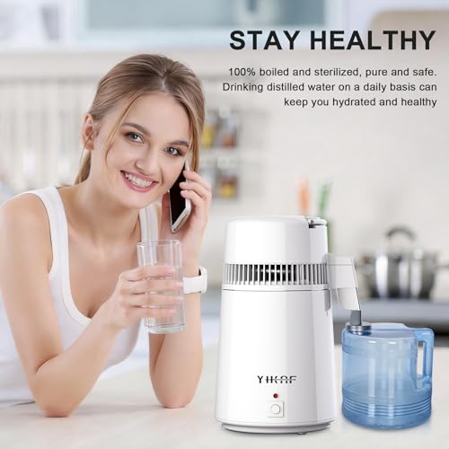 Pure Water Distiller, 1.1 Gal Distilled Water Machine with BPA Free Plastic Container for Daily Water or Essential Oil Filtration