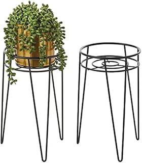 mDesign Midcentury Modern Flower Pot Stand - Metal Succulent and Plant Pot Holder - Minimalist Outdoor & Indoor Plant Holder - Hairpin Legs - Sturdy - Bronze - Small - Set of 2
