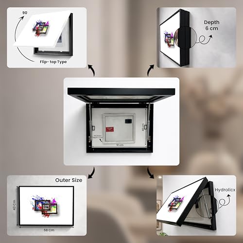 Image of Electric MCB Box Cover Frame With Hydraulic Decorative White 7 Running Horse Painting Electrical Panel box Cover, Switch Box Frame Will Fit Max 15x20 inch Switch Board, Outer Box Size 17X23 Inch