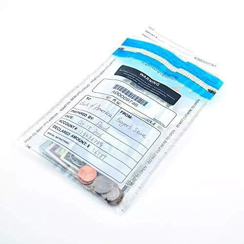 Clear Deposit Bags, Tamper-Evident Bags, Security Bank Pocket, 6 x 9 Inches (200)