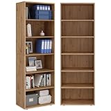 Bellamio Apol Bücherregal mit 6 Fächern   Standregal Holz in Eichenoptik   offenes Holzregal   stabiles Regal für Wohnzimmer, Büro & Arbeitszimmer   höhenverstellbares Aktenregal 176x60x33cm