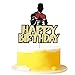 FmiyunEea Happy Birthday Cake Topper，Black Glitter Boxing Cake Decorations，Sports Birthday Theme Party Cake Decoration Supplies