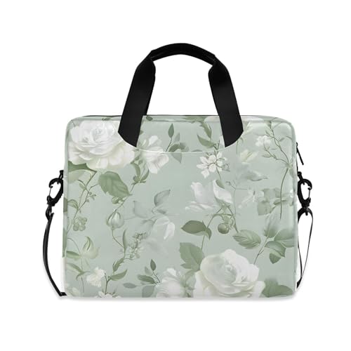 Maletín portátil verde claro con estampado floral para laptop 13-15.6" miniatura 1