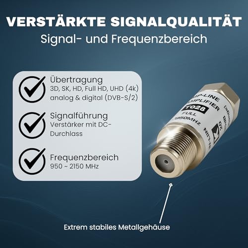 TronicXL Mini Inline Sat Verstärker Signalverstärker LNB Schüssel/DVBT Antenne 20dB DVBS2 DVB-S2 Satelliten-Leitungsverstärker Inline Breitband SAT Verstärker TV PreAmp Inlineverstärker