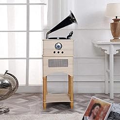 FWEOOFN Haut-parleurs Bluetooth rétro Corne Platine Vinyle en Bois Massif Tourne-Disque en cuivre Machine à Musique… - Les Beatles, Paul McCartney, John Lennon, RIngo Starr, George Harrison FWEOOFN Haut-parleurs Bluetooth rétro Corne Platine Vinyle en Bois Massif Tourne-Disque en cuivre Machine à Musique… – Image 2