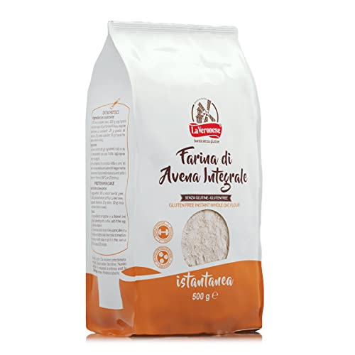 La Veronese | Farina di Avena Integrale Istantanea Senza Glutine, Anallergica, Fonte di Proteine e Ricca di Fibre, Povera di Sale, per Ricette Dolci o Salate, 500g