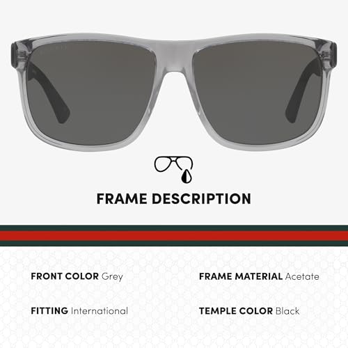 Image of Gucci GG0010S Web Stripe Lettering Logo Sqaure Shape Sunglasses with Luxury Eyewear Kit