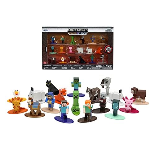 Jada - Set de 18 Figuras Minecraft Caves&Cliffs, Fabricadas en Metal, 4cm, Coleccionables, Licencia Oficial Minecraft (253265008)