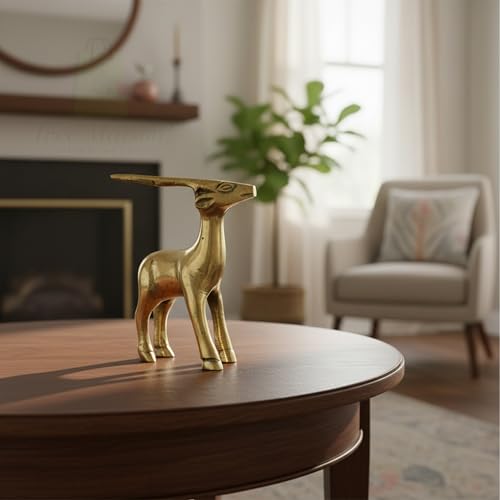 Image of Small Deer Statue | Designer Deer | Weight - 262 G Approx | Vastu Brass Showpeice | Home Decor | Size- 3.5 Inch Approx. | Zonal Placement: West-North-West, West