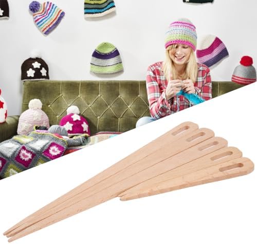 Miniatura 2 de 5 agujas de tejer de ojo grande, aguja de ganchillo de madera para tejer a mano, tenedor de madera, aguja de ojo, herramienta de tejer tapiz