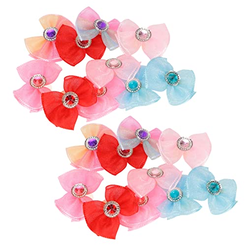 Fafeicy 20 pcs Laço para Cães Grooming Pet Grooming Laço de Miçangas Multicoloridas de Strass Laço c