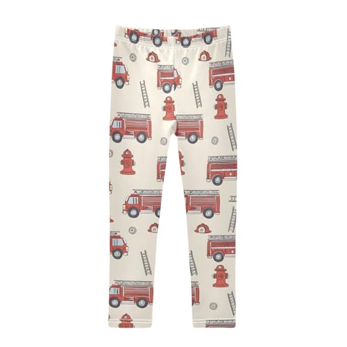 ALAZA Girls' Leggings Children's Yoga Pants Skinny Printed Dance Fire Fighting Truck Comfortable 4T