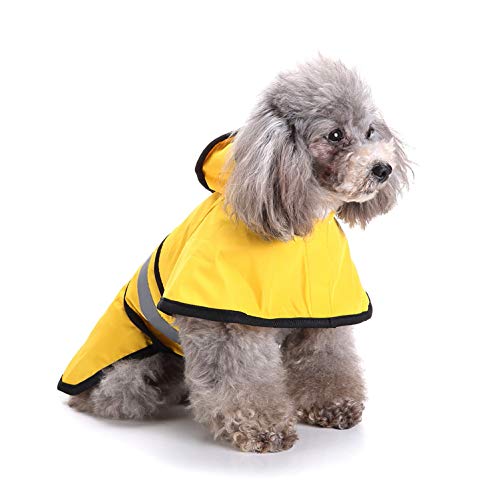 smalllee_lucky_store Regenjacke für Hunde wasserdicht Regenmantel mit Kaputze Hoodie, Loch für Leine reflektierendes leicht verstellbar für kleine mittel große Grosse
