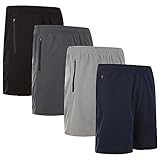 4 Pack: Men's 8' Athletic Running Quick Dry Mesh Shorts with Zipper Pockets (Available in Big & Tall)