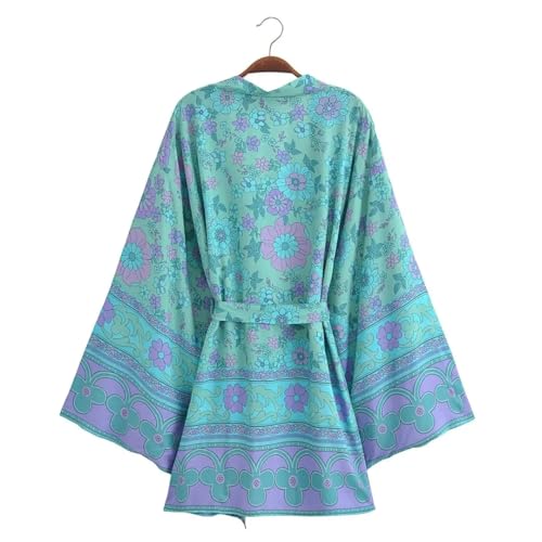 Robe kimono de plage bohème aérienne à col V profond et coupe ample - 7