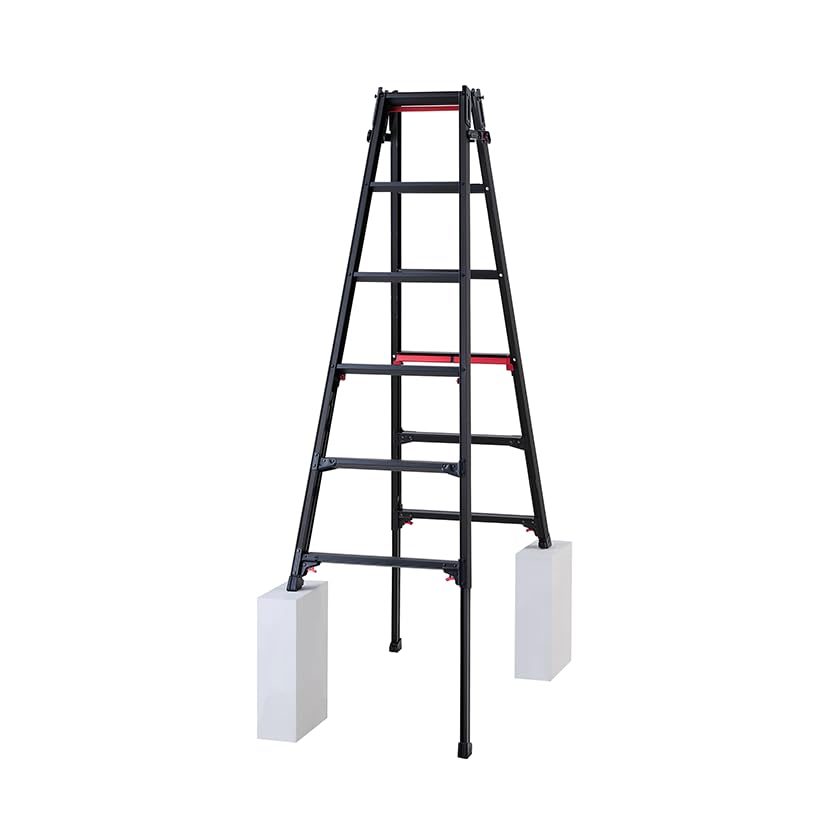 長谷川工業(Hasegawa) はしご兼用伸縮脚立(上部操作・ワンタッチバー付) ブラックシャガマン ロングストローク 6段 RYR