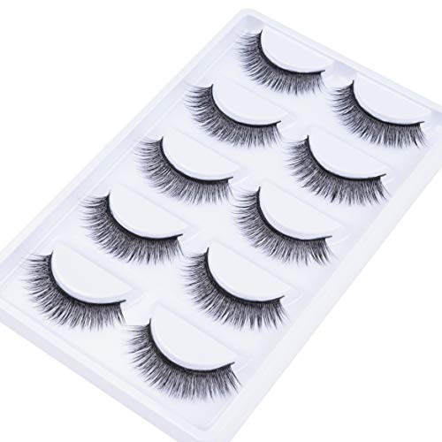 Wenew 5 Pairs Eyelashes Pack 3D Handmade Natural False Lashes W68