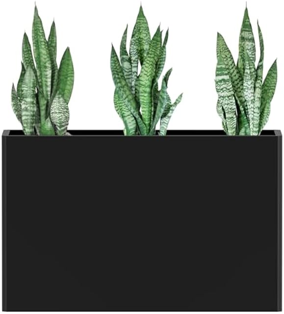 Ganeekiron Galvanized Steel Planter 32x12x24 Inch Black