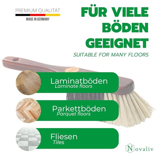 Novaliv 2er SET Handfeger ROSSHAAR MISCHUNG Besen weiche Borsten - Braun lackiert Holz Handfeger gemischtes Rosshaar Idealer Schneebesen Auto Besen Rosshaarbesen Mix Naturborsten Hand Brush Handkehrer