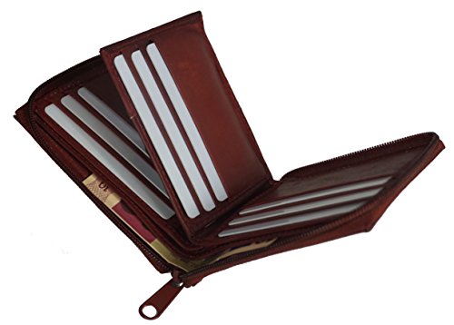 Genuine Cowhide Leather Wallets For Mens Zipper Zip-Around Bifold ZW51013