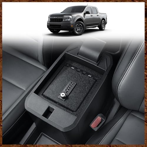 Muslogy Auto Center Console Organizer Safe Vault Lock Box Armrest Storage Compatible With Ford Maverick 2022-2025 2026 Center Console Insert Security Vault Organizer with 4 Digit Combo Password