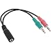 Produktbild InLine 99312A Audio Headset Adapterkabel, 2x 3,5mm Klinke Stecker an 3,5mm Klinke Buchse 4pol. OMTP, 0,15m