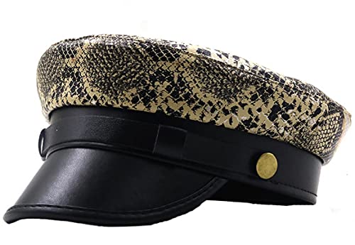 Brcus Sombrero de capitán marinero de las mujeres de la PU Newsboy Taxista Baker Boy Peaked Boina Cap, Style#1, 7 1/8-7 3/8 Cover