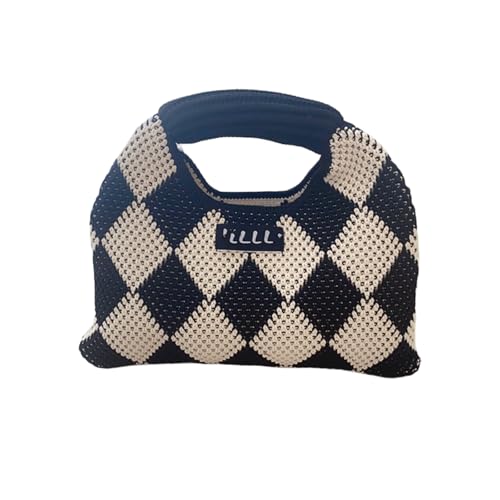 Checkered Crossbody Bag Knitted Tote Bag Soft Checkered Tote Bags Trendy Alt Hand Bags Multicolor Grid Block Woven Purse 2025