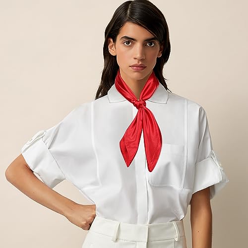 AWAYTR 23.6" Satin Neck Scarf Small Hair Scarf Women Silk Head Scarf Costume Bandana Girls Vintage Handkerchief Ribbon Scarf4