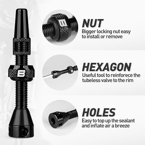 image for BWSHLF Tubeless Presta Valve Stem 40/44/55/60/65/70/80/100 mm, Super L