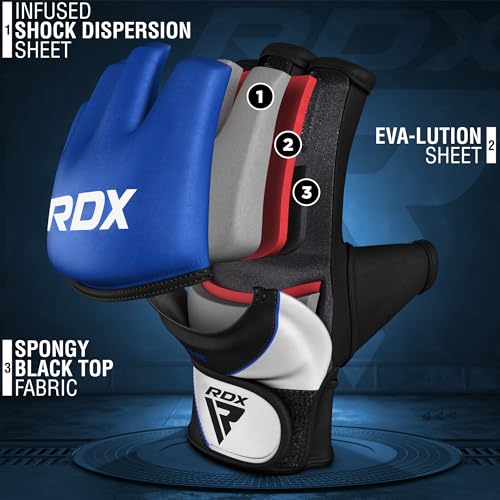 Gants d'entraînement en cuir bleu RDX pour sports de combat et MMA - 7
