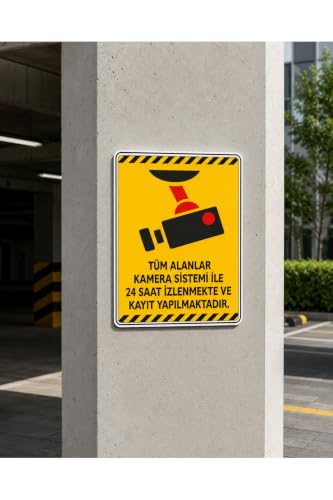 Tüm Alanlar Kamera Sistemi ile 24 Saat İzlenip Kayıt Alınmaktadır Uyarı Levhası, Pvc Dekota, 25x35 cm