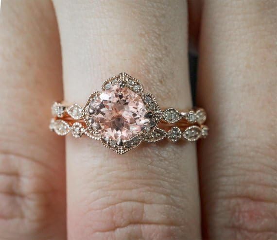 18k Rose Gold Ring Square Diamond Shining Engagement Ring Cubic Zirconia Bridal Promise Ring Set CZ Eternal Engagement Wedding Ring 2 Set Jewelry-Making-Patterns