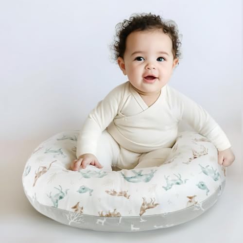Image of GRSSDER Nursing Pillow Cover Stretchy Minky Removable Nursing Covers for Breastfeeding Pillows, Ultra Soft Comfortable Slipcover for Boy and Girls, Stylish Pretty Animals
